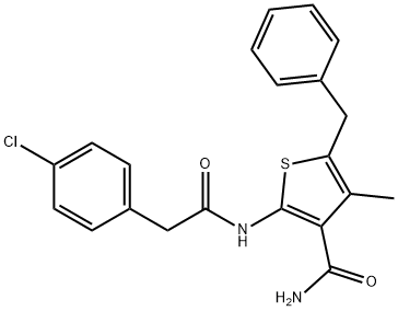 5-benzyl-2-{[(4-chlorophenyl)acetyl]amino}-4-methyl-3-thiophenecarboxamide 结构式