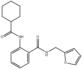 2-[(cyclohexylcarbonyl)amino]-N-(2-furylmethyl)benzamide 结构式