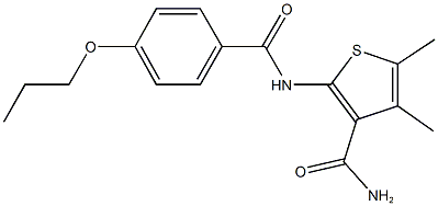 4,5-dimethyl-2-[(4-propoxybenzoyl)amino]-3-thiophenecarboxamide 结构式