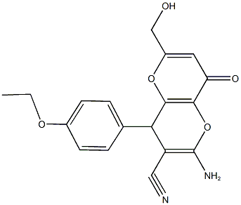 2-amino-4-(4-ethoxyphenyl)-6-(hydroxymethyl)-8-oxo-4,8-dihydropyrano[3,2-b]pyran-3-carbonitrile 结构式