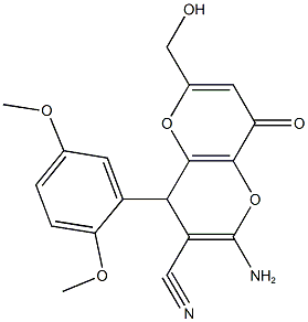 2-amino-4-(2,5-dimethoxyphenyl)-6-(hydroxymethyl)-8-oxo-4,8-dihydropyrano[3,2-b]pyran-3-carbonitrile 结构式