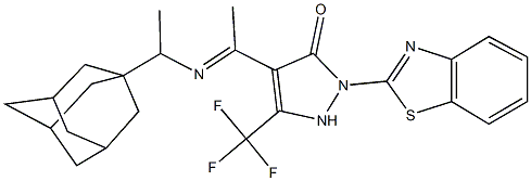 4-{N-[1-(1-adamantyl)ethyl]ethanimidoyl}-2-(1,3-benzothiazol-2-yl)-5-(trifluoromethyl)-1,2-dihydro-3H-pyrazol-3-one 结构式