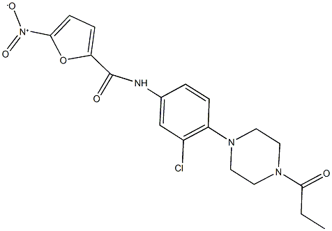 N-[3-chloro-4-(4-propionyl-1-piperazinyl)phenyl]-5-nitro-2-furamide 结构式