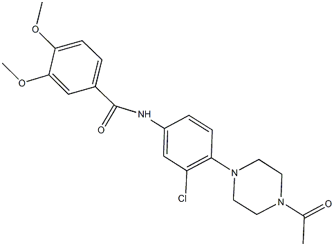 N-[4-(4-acetyl-1-piperazinyl)-3-chlorophenyl]-3,4-dimethoxybenzamide 结构式