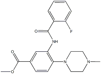methyl 3-[(2-fluorobenzoyl)amino]-4-(4-methyl-1-piperazinyl)benzoate 结构式