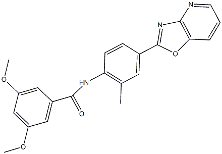 3,5-dimethoxy-N-(2-methyl-4-[1,3]oxazolo[4,5-b]pyridin-2-ylphenyl)benzamide 结构式