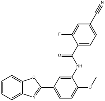 N-[5-(1,3-benzoxazol-2-yl)-2-methoxyphenyl]-4-cyano-2-fluorobenzamide 结构式