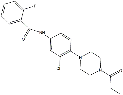 N-[3-chloro-4-(4-propionyl-1-piperazinyl)phenyl]-2-fluorobenzamide 结构式