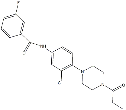 N-[3-chloro-4-(4-propionyl-1-piperazinyl)phenyl]-3-fluorobenzamide 结构式