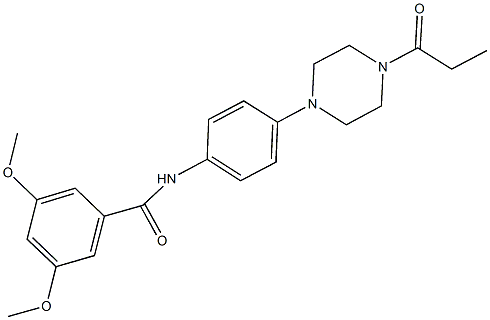 3,5-dimethoxy-N-[4-(4-propionyl-1-piperazinyl)phenyl]benzamide 结构式