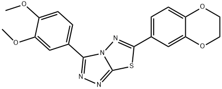 6-(2,3-dihydro-1,4-benzodioxin-6-yl)-3-(3,4-dimethoxyphenyl)[1,2,4]triazolo[3,4-b][1,3,4]thiadiazole 结构式