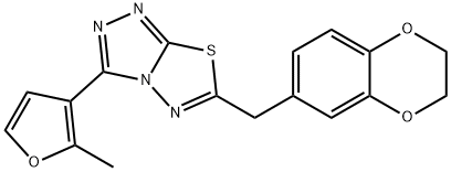 6-(2,3-dihydro-1,4-benzodioxin-6-ylmethyl)-3-(2-methyl-3-furyl)[1,2,4]triazolo[3,4-b][1,3,4]thiadiazole 结构式