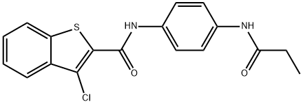 3-chloro-N-[4-(propionylamino)phenyl]-1-benzothiophene-2-carboxamide 结构式
