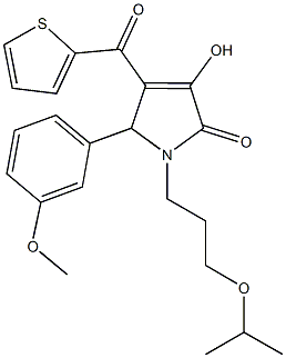 3-hydroxy-1-(3-isopropoxypropyl)-5-(3-methoxyphenyl)-4-(2-thienylcarbonyl)-1,5-dihydro-2H-pyrrol-2-one 结构式