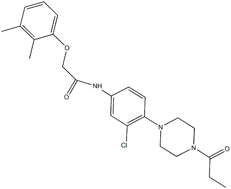 N-[3-chloro-4-(4-propionyl-1-piperazinyl)phenyl]-2-(2,3-dimethylphenoxy)acetamide 结构式