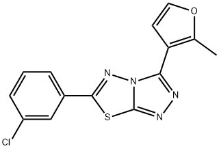 6-(3-chlorophenyl)-3-(2-methyl-3-furyl)[1,2,4]triazolo[3,4-b][1,3,4]thiadiazole 结构式
