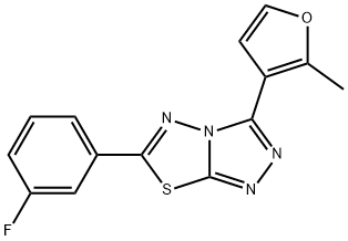 6-(3-fluorophenyl)-3-(2-methyl-3-furyl)[1,2,4]triazolo[3,4-b][1,3,4]thiadiazole 结构式