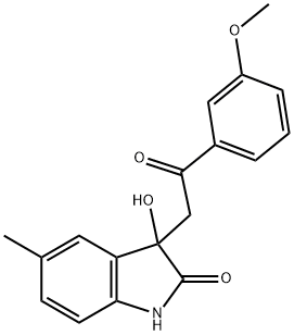3-hydroxy-3-[2-(3-methoxyphenyl)-2-oxoethyl]-5-methyl-1,3-dihydro-2H-indol-2-one 结构式