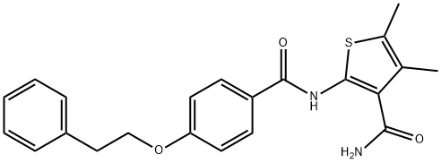 4,5-dimethyl-2-{[4-(2-phenylethoxy)benzoyl]amino}-3-thiophenecarboxamide 结构式