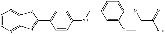 2-{2-methoxy-4-[(4-[1,3]oxazolo[4,5-b]pyridin-2-ylanilino)methyl]phenoxy}acetamide 结构式