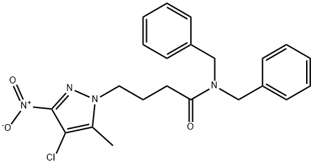 N,N-dibenzyl-4-{4-chloro-3-nitro-5-methyl-1H-pyrazol-1-yl}butanamide 结构式