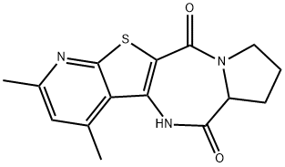 2,4-dimethyl-6a,7,8,9-tetrahydro-6H-pyrido[3',2':4,5]thieno[3,2-e]pyrrolo[1,2-a][1,4]diazepine-6,11(5H)-dione 结构式