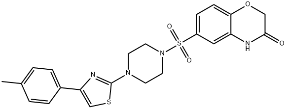 6-({4-[4-(4-methylphenyl)-1,3-thiazol-2-yl]-1-piperazinyl}sulfonyl)-2H-1,4-benzoxazin-3(4H)-one 结构式
