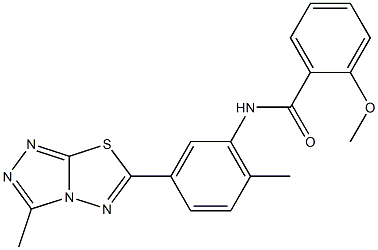 2-methoxy-N-[2-methyl-5-(3-methyl[1,2,4]triazolo[3,4-b][1,3,4]thiadiazol-6-yl)phenyl]benzamide 结构式