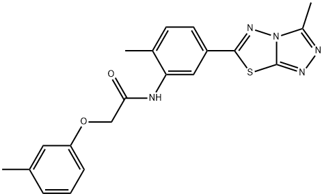 N-[2-methyl-5-(3-methyl[1,2,4]triazolo[3,4-b][1,3,4]thiadiazol-6-yl)phenyl]-2-(3-methylphenoxy)acetamide 结构式
