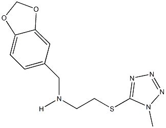 N-(1,3-benzodioxol-5-ylmethyl)-N-{2-[(1-methyl-1H-tetraazol-5-yl)sulfanyl]ethyl}amine 结构式