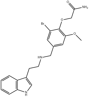 2-[2-bromo-4-({[2-(1H-indol-3-yl)ethyl]amino}methyl)-6-methoxyphenoxy]acetamide 结构式