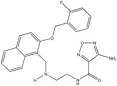 4-amino-N-{2-[({2-[(2-fluorobenzyl)oxy]-1-naphthyl}methyl)amino]ethyl}-1,2,5-oxadiazole-3-carboxamide 结构式