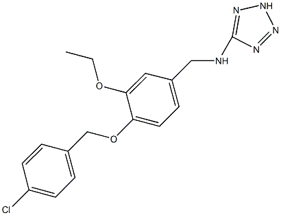 N-{4-[(4-chlorobenzyl)oxy]-3-ethoxybenzyl}-N-(2H-tetraazol-5-yl)amine 结构式