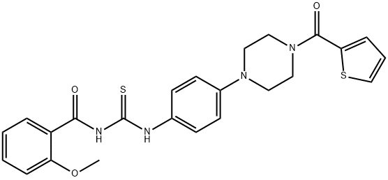 N-(2-methoxybenzoyl)-N'-{4-[4-(2-thienylcarbonyl)-1-piperazinyl]phenyl}thiourea 结构式