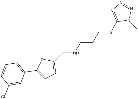 N-{[5-(3-chlorophenyl)-2-furyl]methyl}-N-{3-[(1-methyl-1H-tetraazol-5-yl)sulfanyl]propyl}amine 结构式