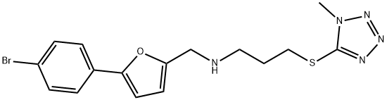 N-{[5-(4-bromophenyl)-2-furyl]methyl}-N-{3-[(1-methyl-1H-tetraazol-5-yl)sulfanyl]propyl}amine 结构式