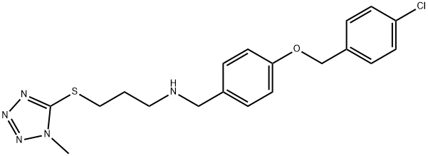 N-{4-[(4-chlorobenzyl)oxy]benzyl}-N-{3-[(1-methyl-1H-tetraazol-5-yl)sulfanyl]propyl}amine 结构式