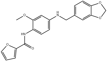 N-{4-[(1,3-benzodioxol-5-ylmethyl)amino]-2-methoxyphenyl}-2-furamide 结构式