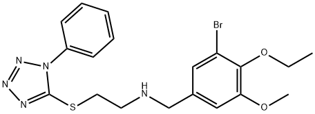 N-(3-bromo-4-ethoxy-5-methoxybenzyl)-N-{2-[(1-phenyl-1H-tetraazol-5-yl)sulfanyl]ethyl}amine 结构式