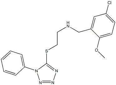 N-(5-chloro-2-methoxybenzyl)-N-{2-[(1-phenyl-1H-tetraazol-5-yl)sulfanyl]ethyl}amine 结构式