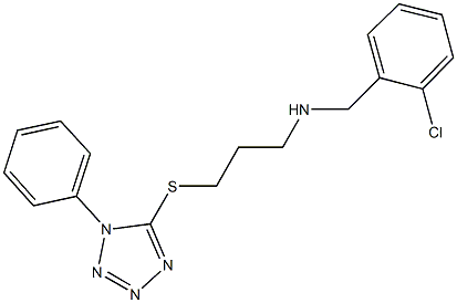 N-(2-chlorobenzyl)-N-{3-[(1-phenyl-1H-tetraazol-5-yl)sulfanyl]propyl}amine 结构式