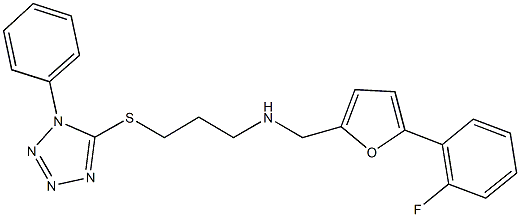 N-{[5-(2-fluorophenyl)-2-furyl]methyl}-N-{3-[(1-phenyl-1H-tetraazol-5-yl)sulfanyl]propyl}amine 结构式