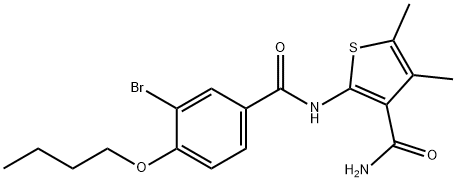 2-[(3-bromo-4-butoxybenzoyl)amino]-4,5-dimethyl-3-thiophenecarboxamide 结构式