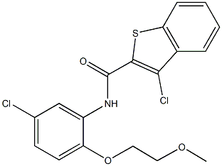 3-chloro-N-[5-chloro-2-(2-methoxyethoxy)phenyl]-1-benzothiophene-2-carboxamide 结构式