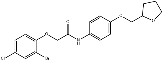 2-(2-bromo-4-chlorophenoxy)-N-[4-(tetrahydro-2-furanylmethoxy)phenyl]acetamide 结构式