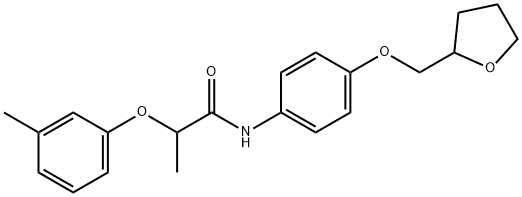 2-(3-methylphenoxy)-N-[4-(tetrahydro-2-furanylmethoxy)phenyl]propanamide 结构式