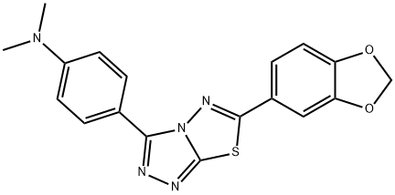 4-[6-(1,3-benzodioxol-5-yl)[1,2,4]triazolo[3,4-b][1,3,4]thiadiazol-3-yl]-N,N-dimethylaniline 结构式