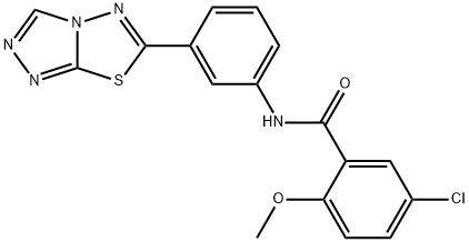 5-chloro-2-methoxy-N-(3-[1,2,4]triazolo[3,4-b][1,3,4]thiadiazol-6-ylphenyl)benzamide 结构式