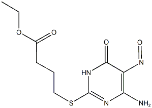 ethyl 4-[(4-amino-5-nitroso-6-oxo-1,6-dihydropyrimidin-2-yl)sulfanyl]butanoate 结构式