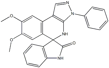 7,8-dimethoxy-2'-oxo-3-phenyl-1',3',4,5-tetrahydrospiro[3H-pyrazolo[3,4-c]isoquinoline-5,3'-(2'H)-indole] 结构式